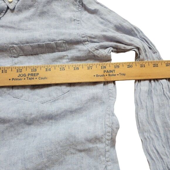 J Crew Shirt Mens Small Blue Slim Fit Linen Blend Long Sleeve Button Up Preppy - Picture 4 of 8